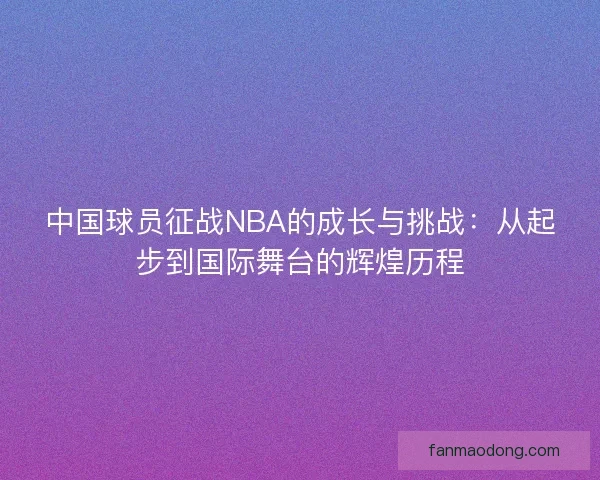 中国球员征战NBA的成长与挑战：从起步到国际舞台的辉煌历程