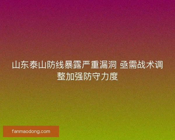 山东泰山防线暴露严重漏洞 亟需战术调整加强防守力度